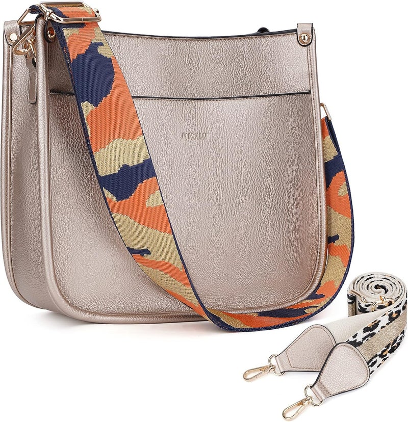HKCLUF Crossbody Bags for Women Trendy Vegan Leather Hobo Handbags With 2PCS Adjustable Guitar Strap Shoulder Bucket Bags - Image 1